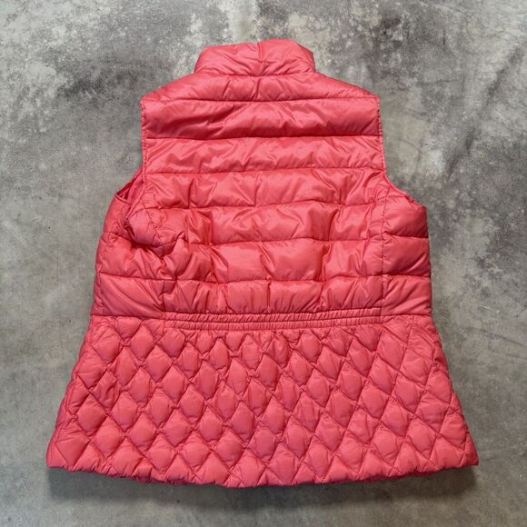 Talbots Puffer Vest Womens Size 1X Pink Down Fill Quilted Mock Neck Zip‎ Pockets - Picture 2 of 6
